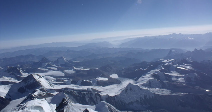 View from the summit of Everest into Tibet